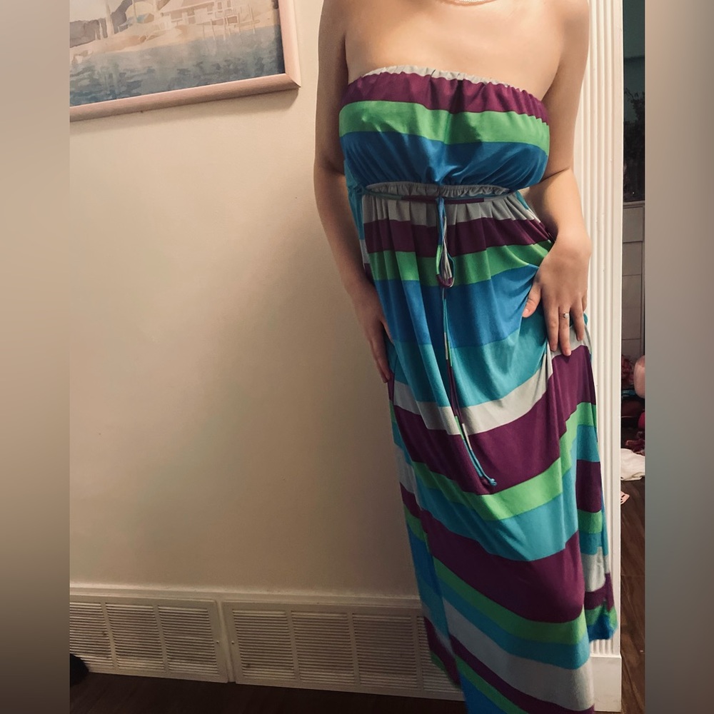 Long boho blue purple and green dress!